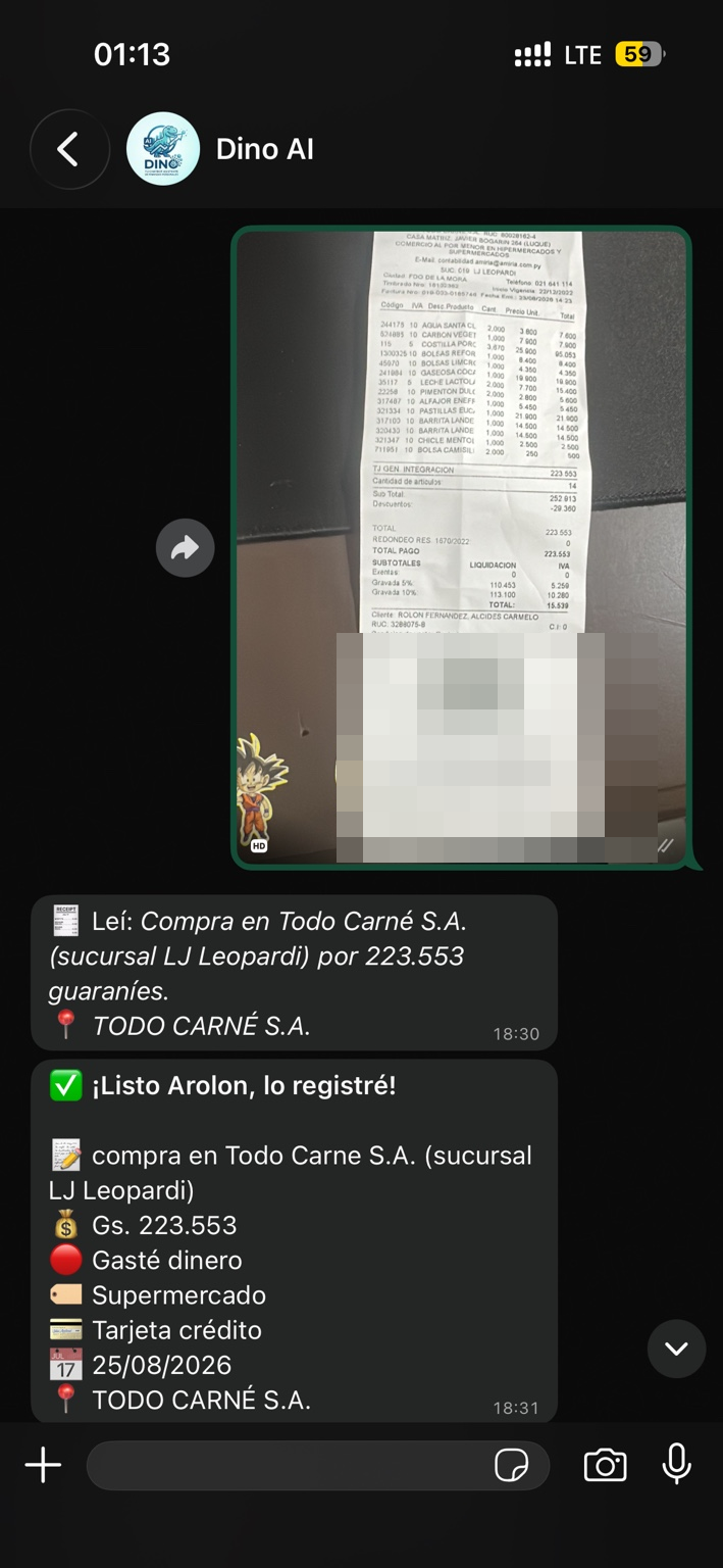 Una factura por foto puede convertirse en un registro.