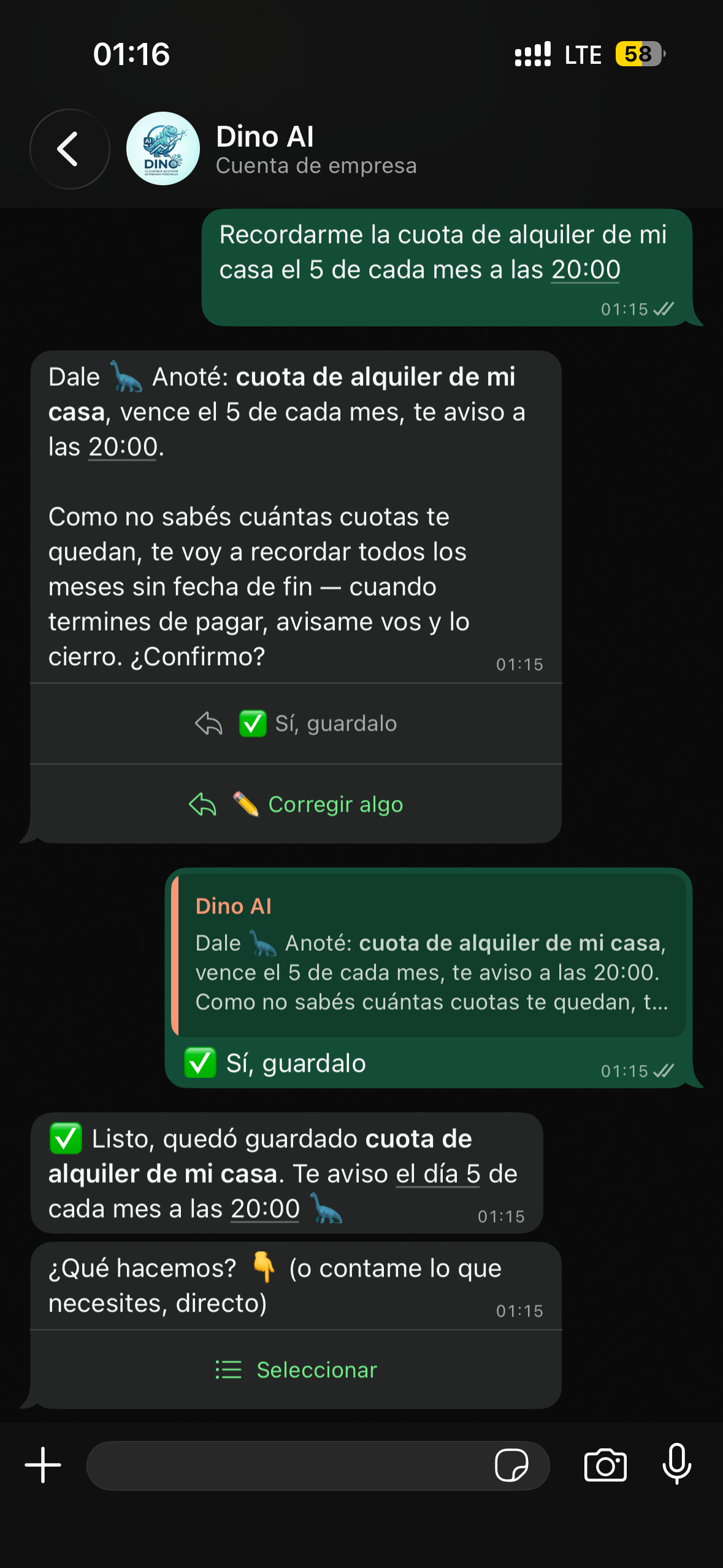 Una instrucción natural puede convertirse en una tarea.